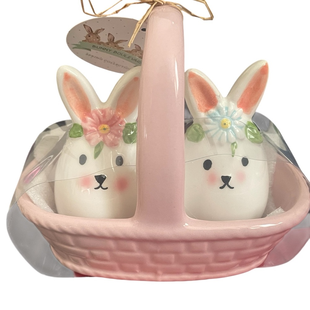 Pink Bunny Salt and Pepper Shaker Set - Bunny Boulevard - NWT
